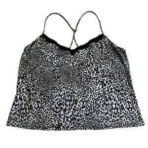 Secret Treasures Women's Plus Leopard Print Cami Lace Trim Tank Top Size 2X